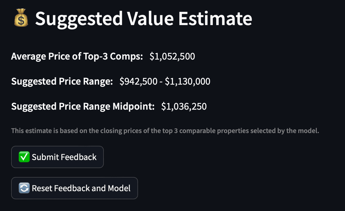 Property Comparable Recommendation System